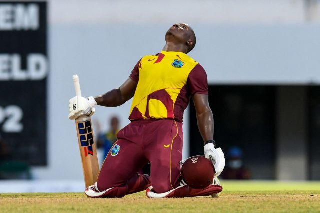 Rovman Powell ton powers West Indies to win over England in 3rd T20. Pic/Pooran Twitter 