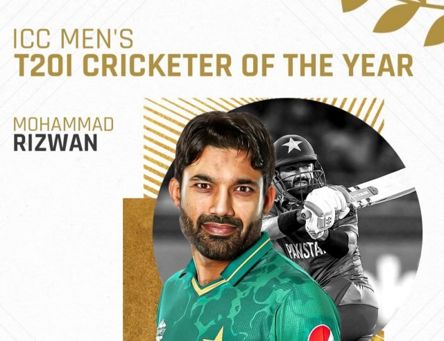 Mohammad Rizwan named ICC T20I Cricketer of the Year. Pic/ICC