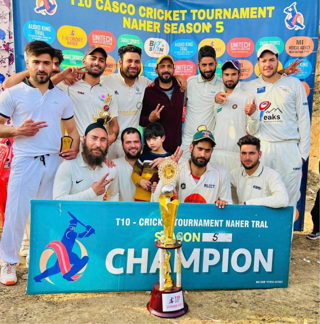 Jahid Trag shines as Naik & Sons Tral win T10 Naher Champions. Pic/KSW