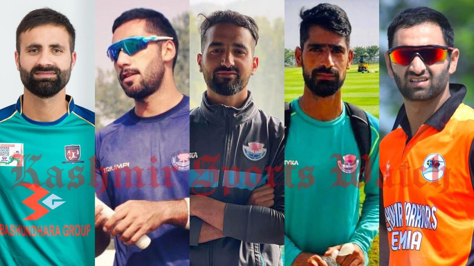 From Left: Parvez Rasool, Ahmad Banday, Fazil Rashid, Waseem Raza & Auqib Nabi. Pic: KSW