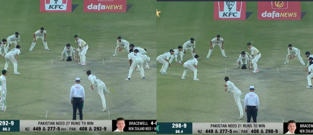 Naseem Shah forces Tim Southee to push back fielders